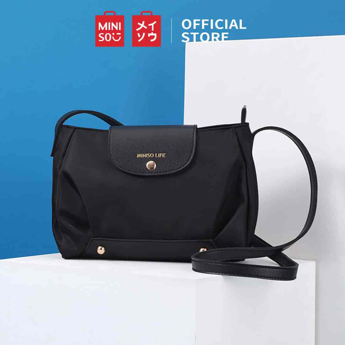 MINISO Minimal Flip Crossbody Bag - Black