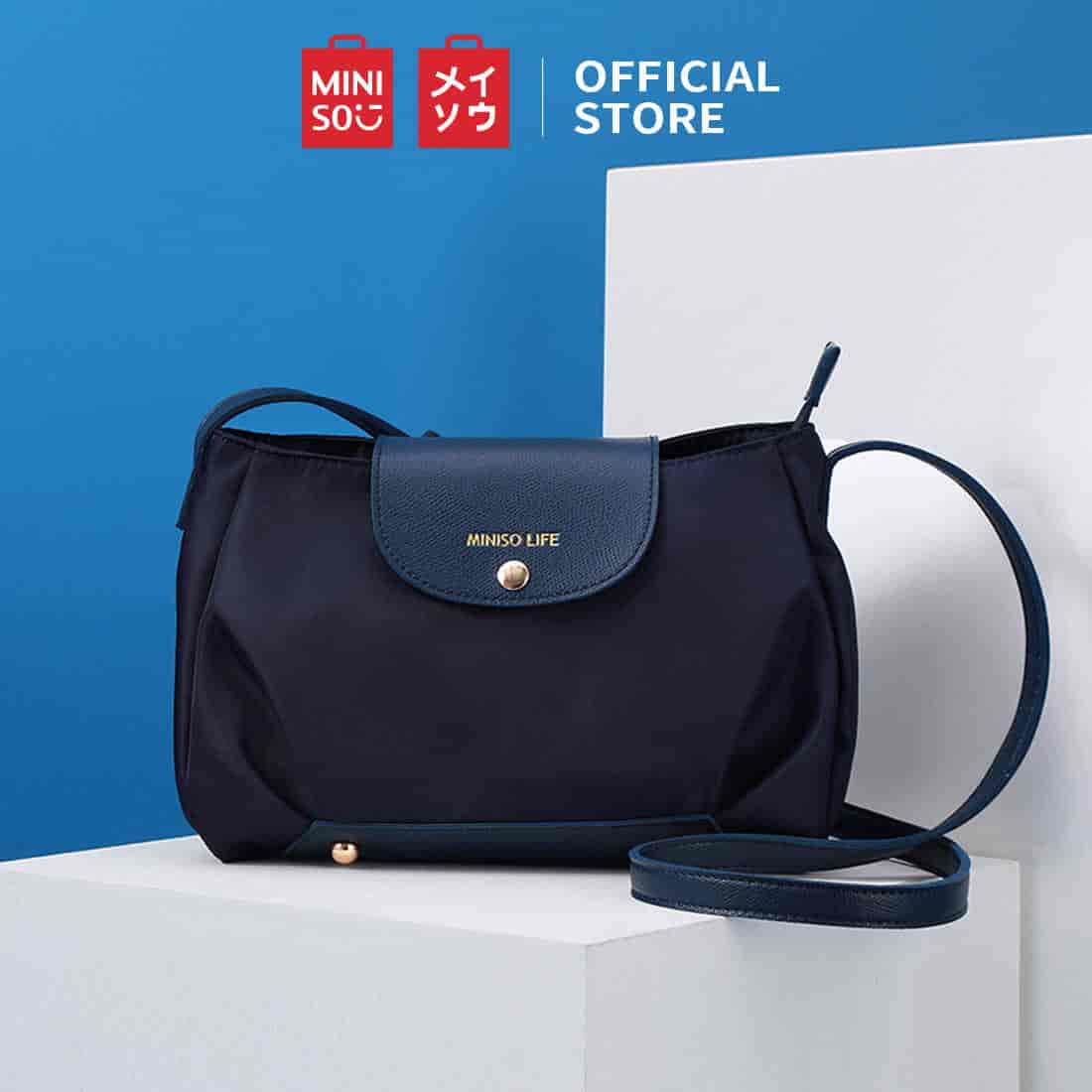MINISO Minimal Flip Crossbody Bag - Navy Blue