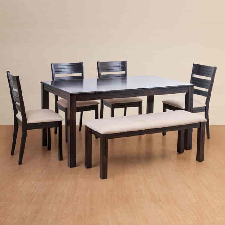 Home Centre Montoya 6 Seater Contemporary Dining Table Set with Chairs and Bench