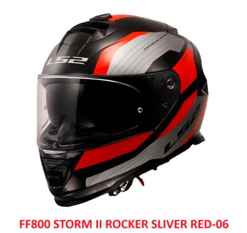 LS2 HELMETS - FF800 STORM 2 - ROCKER GLOSS BLACK SILVER RED ( MEDIUM - 570 MM  )