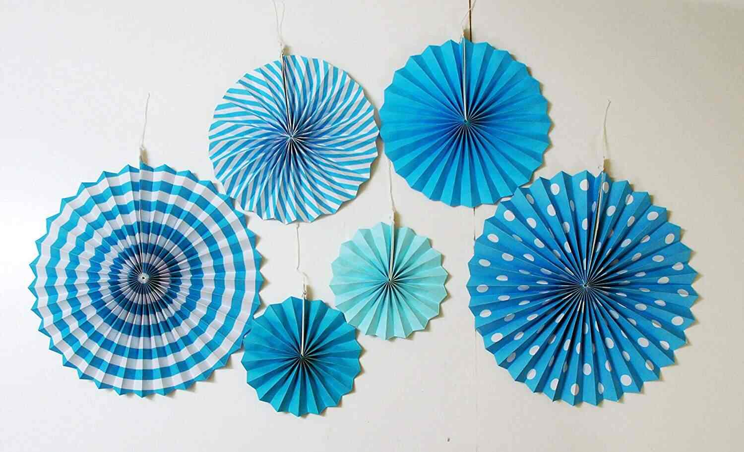 My Party Suppliers Baby Shower Fan Decorations 6pcs Designer Paper Fan Decoration Set Of 6 Diy Party Decoration Fans Birthday Decoration Fan Fiesta Ha