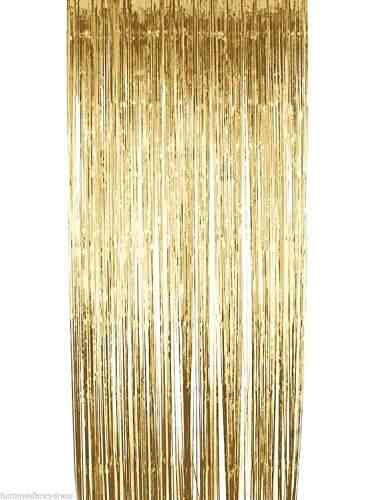 My Party Suppliers Metallic Gold Foil Fringe Shiny Curtains For