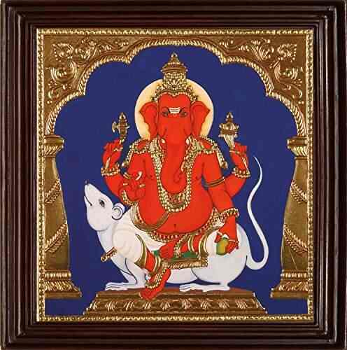 Buy Myangadi Traditional Chendura Ganesha Tanjore Painting 22