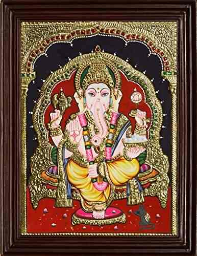 Buy Myangadi Traditional Ganesha Tanjore Painting 22 Carat Gold