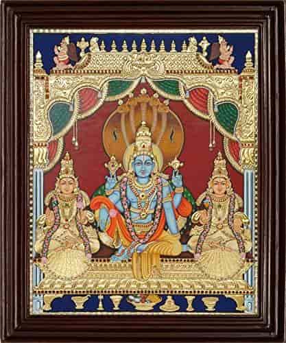 Buy Myangadi Traditional Vaikundanathan Tanjore Painting 22 Carat Gold Foil 82x68 Cm Features Price Reviews Online In India Justdial