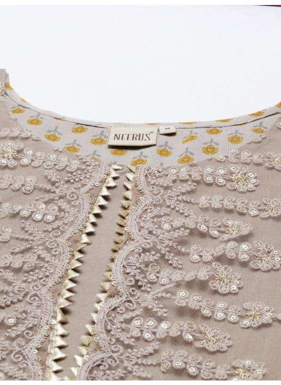 Neeru's DP1897 Georgette Fabric Tunic (XXL, Grey)