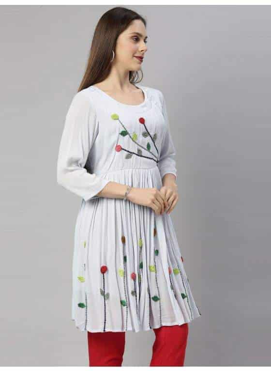 Neeru's F5082 Chiffon Fabric Tunic (XL, Blue)