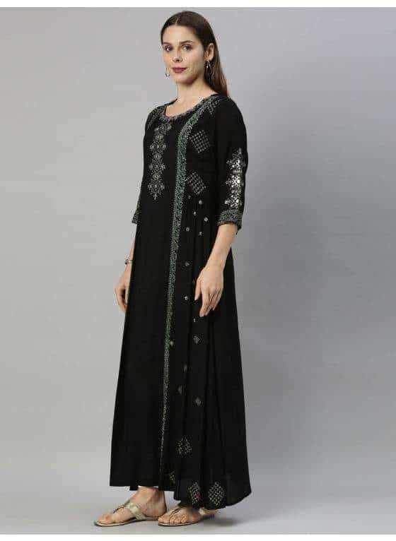 Neeru's RPM0063 Santoon Fabric Tunic (Black)