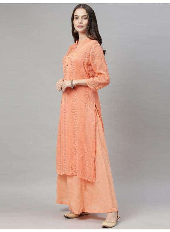 Neeru's 36812494 Georgette Fabric Tunic Set (Coral)