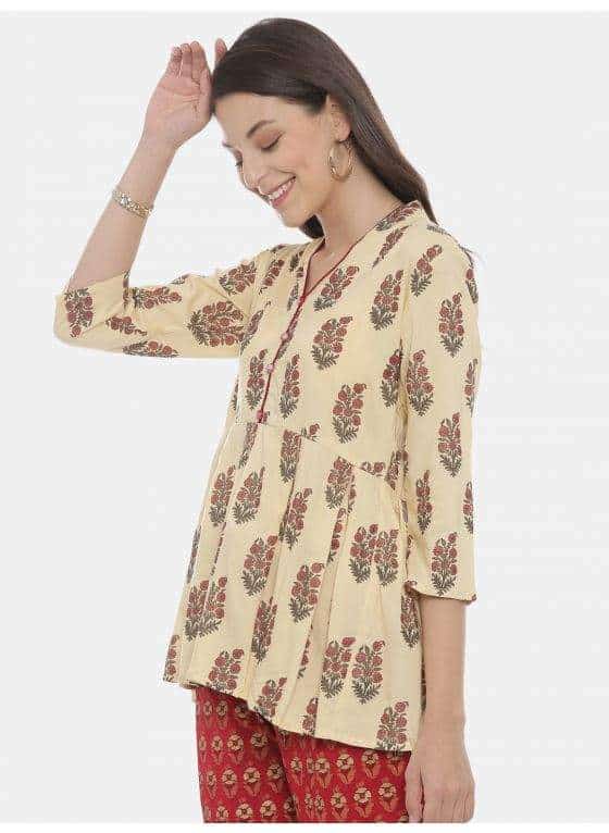 Neeru's 4.392E+109 Rayon Fabric Tunic (Cream)