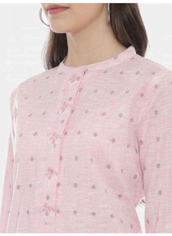 Neeru's 4296F3097 Slub Cotton Fabric Tunic (Pink)