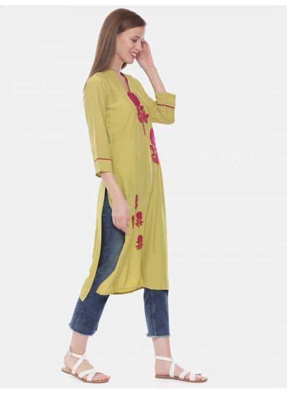 Neeru's 4309PTE7K Slub Rayon Fabric Tunic 42 (XXL, Mouse)