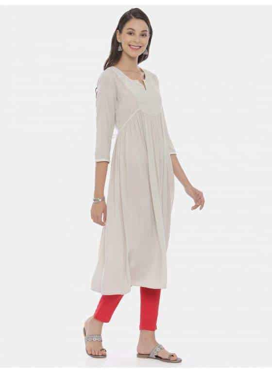 Neeru's 4448AHJ01 Rayon Fabric Tunic (XXL, Cream)