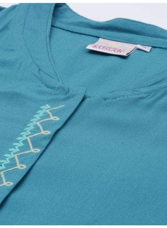 Neeru's 6666PRDK9D Rayon Fabric Tunic (XXL, Blue)