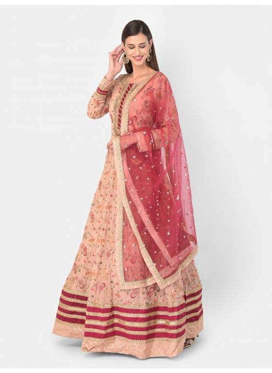 Neeru's 3485 Georgette Fabric Gown (Beige)