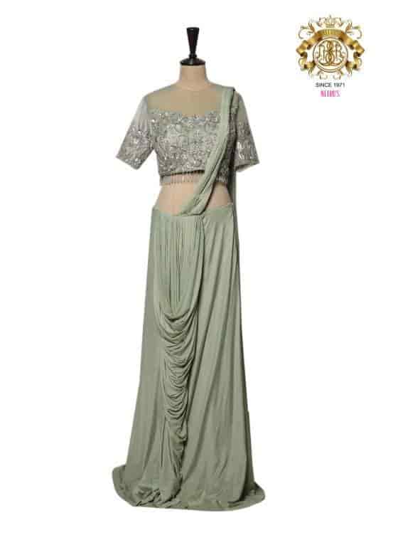 Neeru's Womens Nett Fabric Ghagra Set (Green)