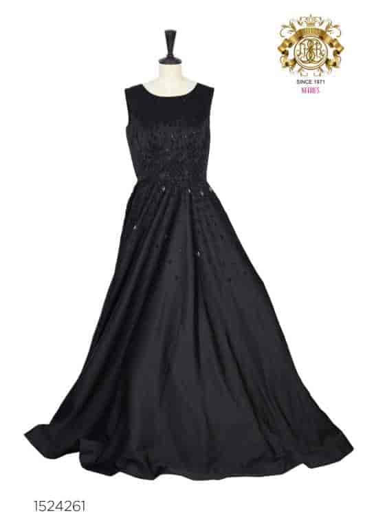 Neeru's Womens Satin Fabric Gown (Black)