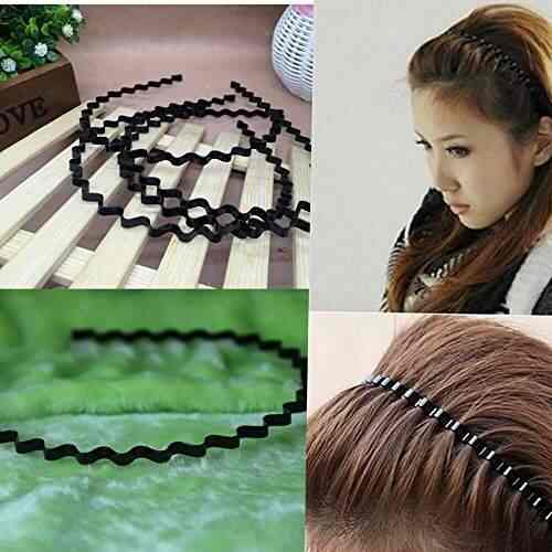 Buy Unisex Black Spring Wavy Metal Hair Hoop Band Men Women Sports