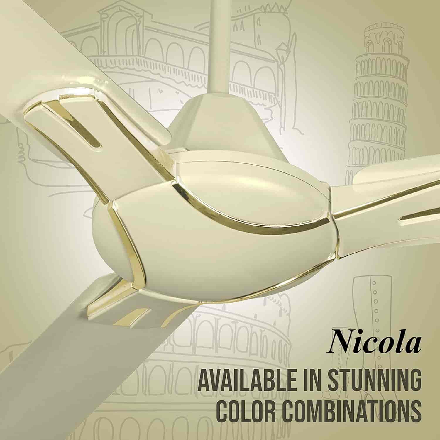 HAVELLS Nicola 900 mm Ceiling Fan (Pearl Ivory & Gold)