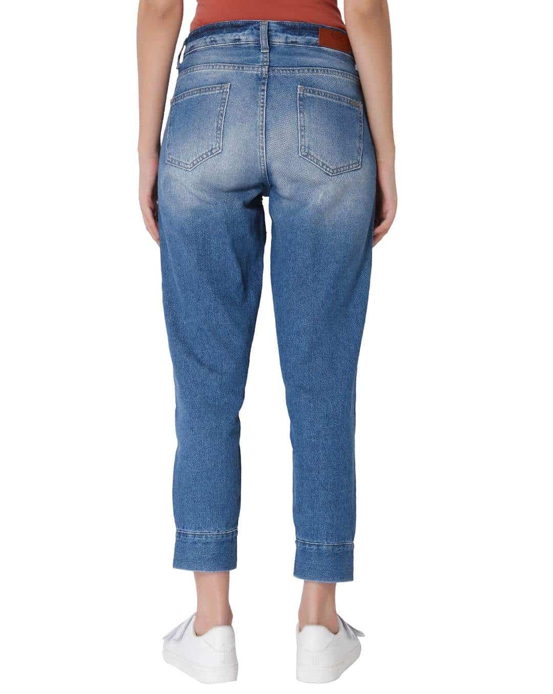 ONLY 15160906-Blue-Denim 28 Blue Front Button Detail Mid Rise Comfort Fit Jeans
