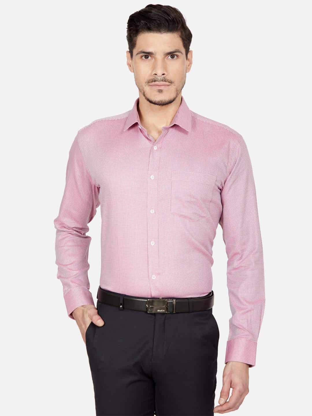 Oxemberg Men'S Cotton Slim-Fit Formal Shirt (OP6074F, Pink)