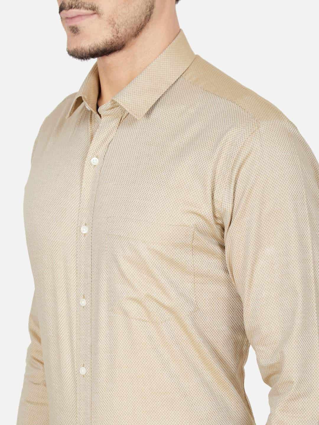 Oxemberg Men'S Cotton Slim-Fit Formal Shirt (OP6226F, Beige)