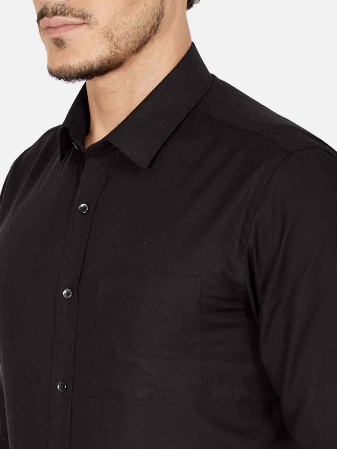 Oxemberg Men'S Cotton Slim-Fit Formal Shirt (OPSl6340F, Black)