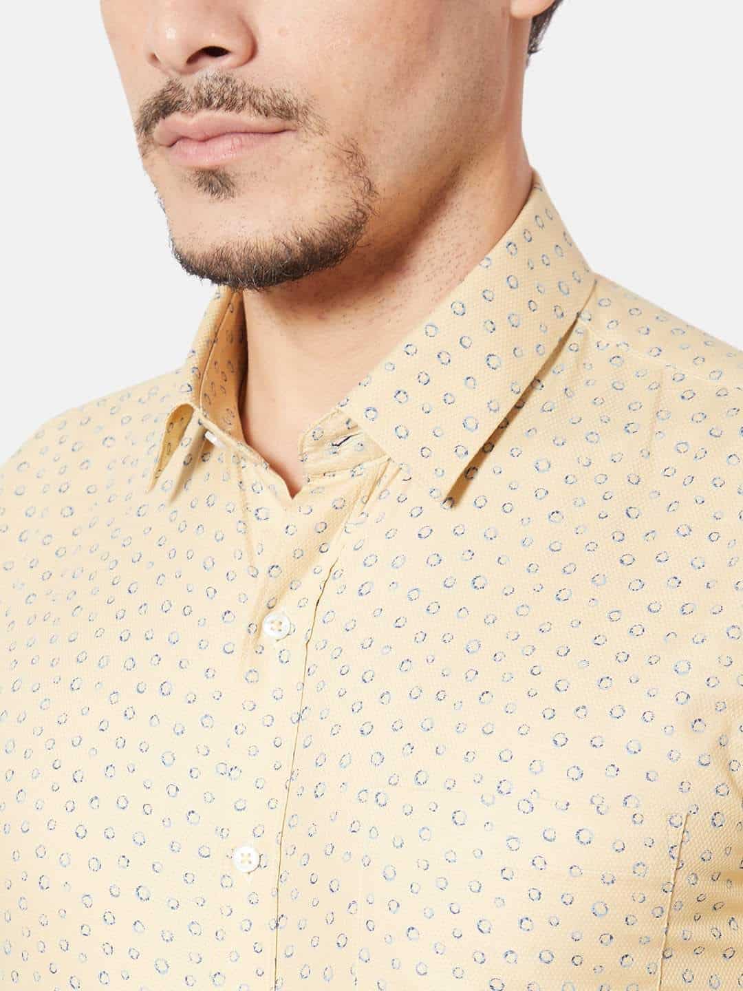 Oxemberg Men'S Cotton Slim-Fit Formal Shirt (OPSl6806F, Yellow)