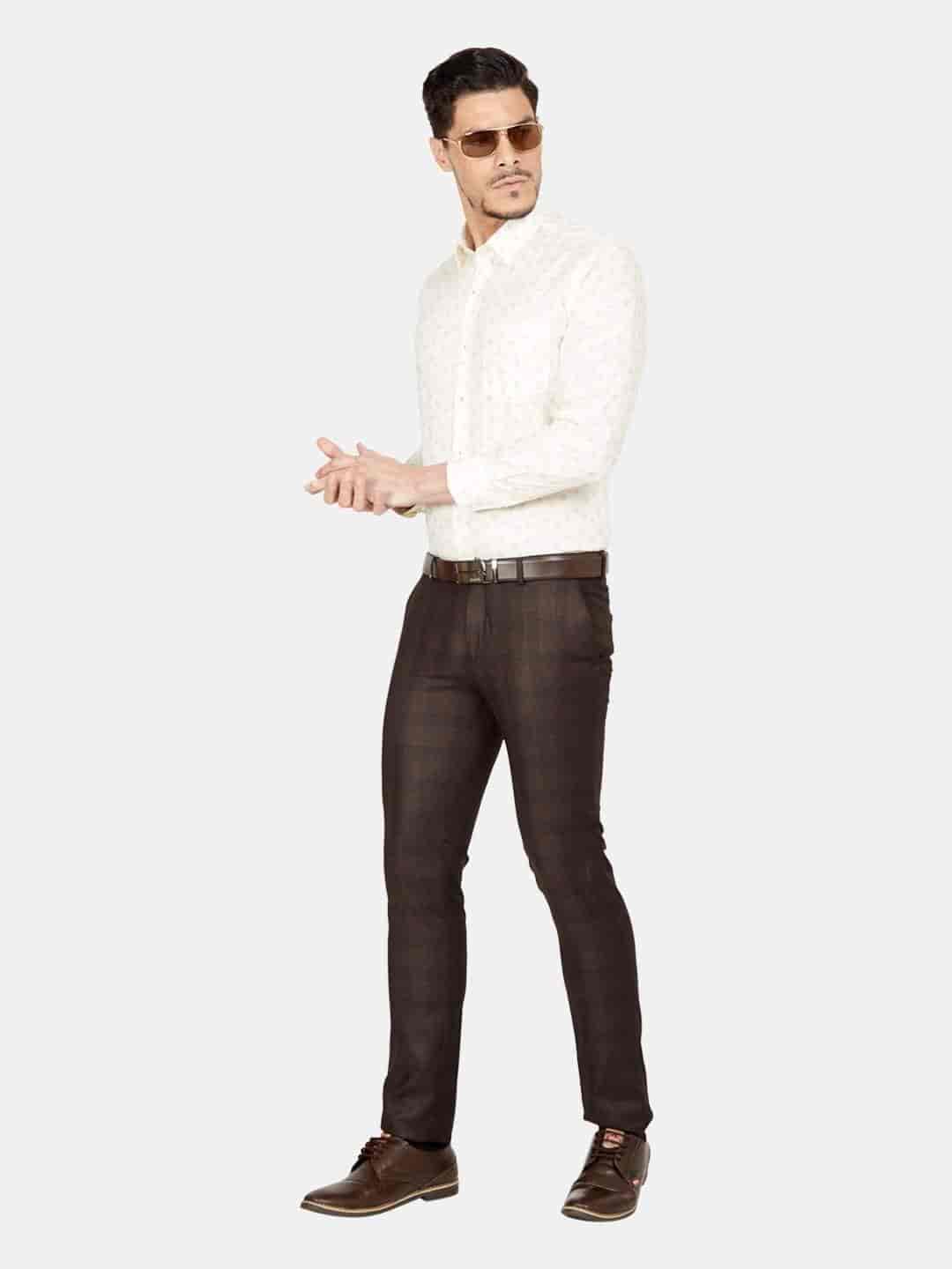 Oxemberg Men'S Cotton Slim-Fit Printeded Formal Shirt (OPSl6521F, Cream)