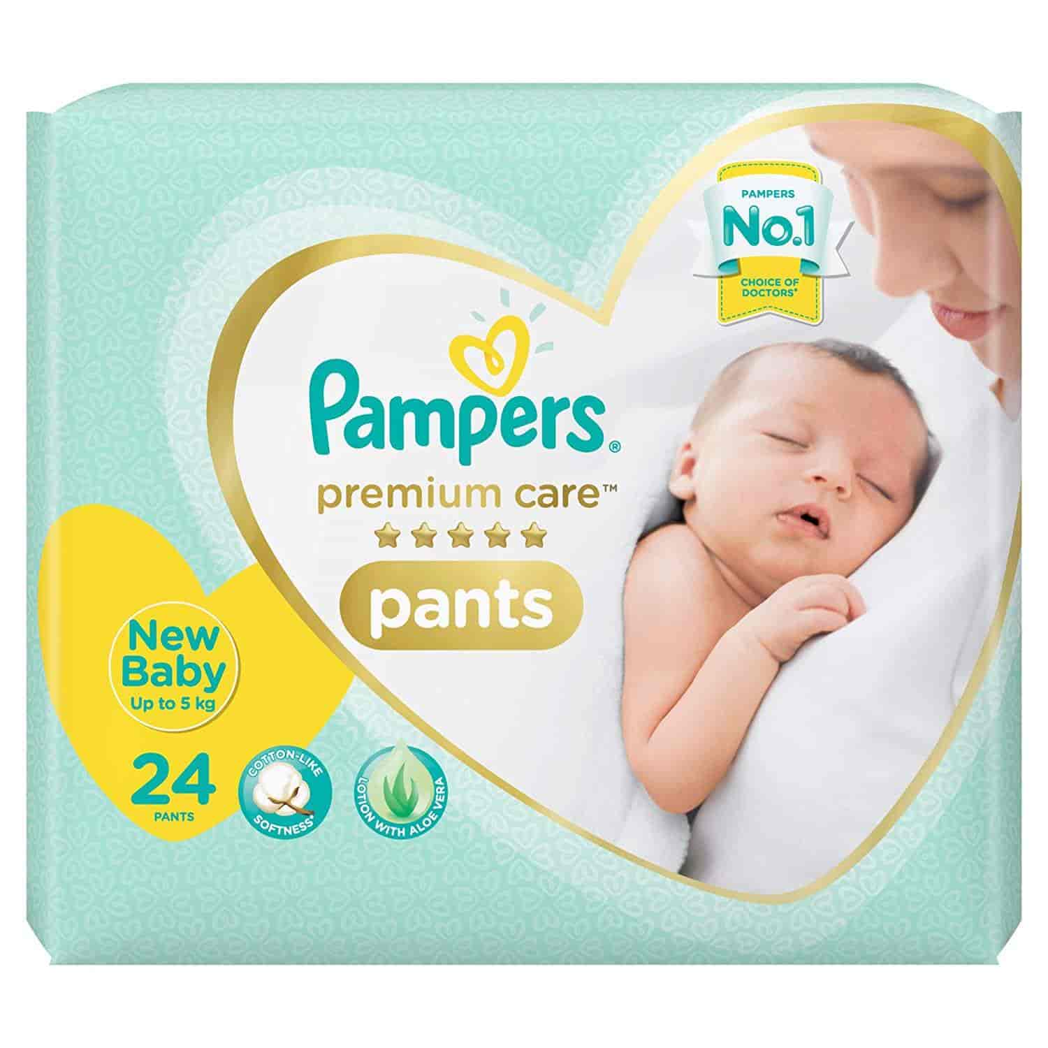Pampers Premium Care Diapers Pants, White, 24 Count (XS)