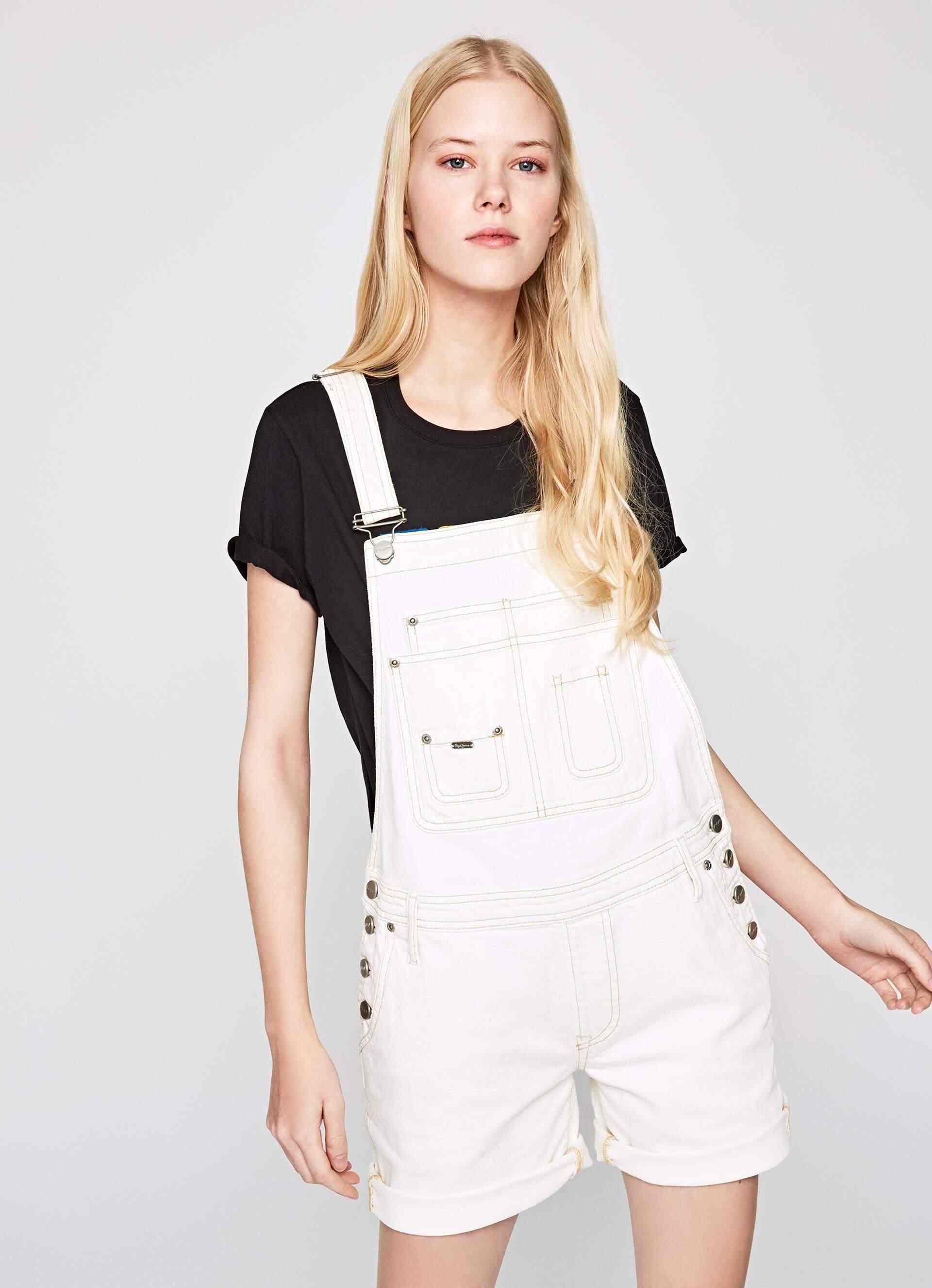 Pepe Jeans Abby Ecru Denim Dungaree [PL230268] Denim M