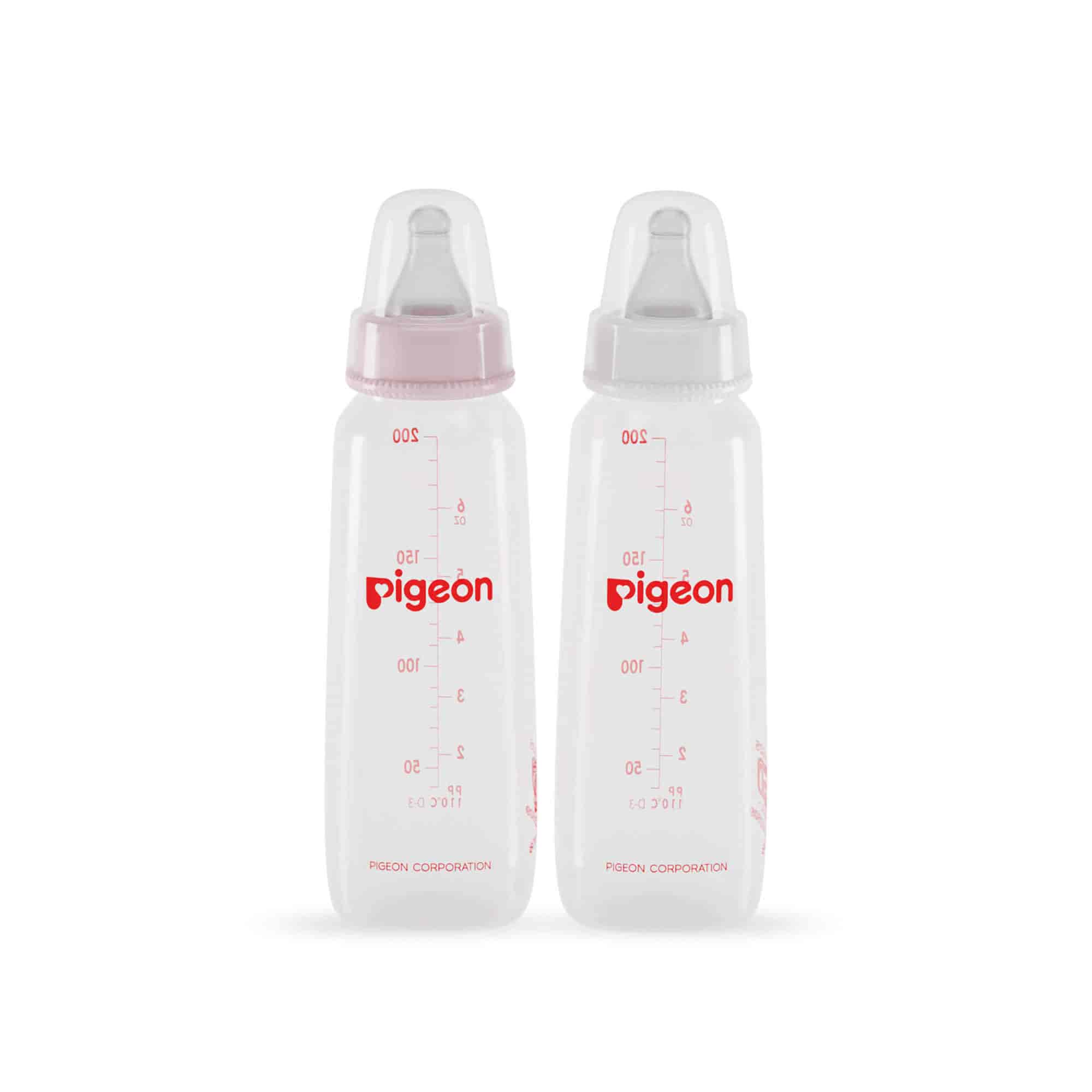 Pigeon 88133 Peristaltic Nursing Bottle Twin Pack Kpp 200 ml (Pink & White) Nipple M