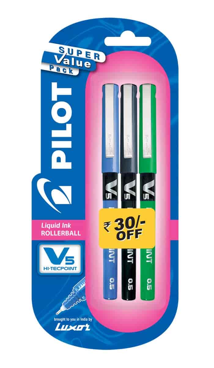 Pilot V5 Pen 1 Blue + 1 Black + 1 Green [9000014713]