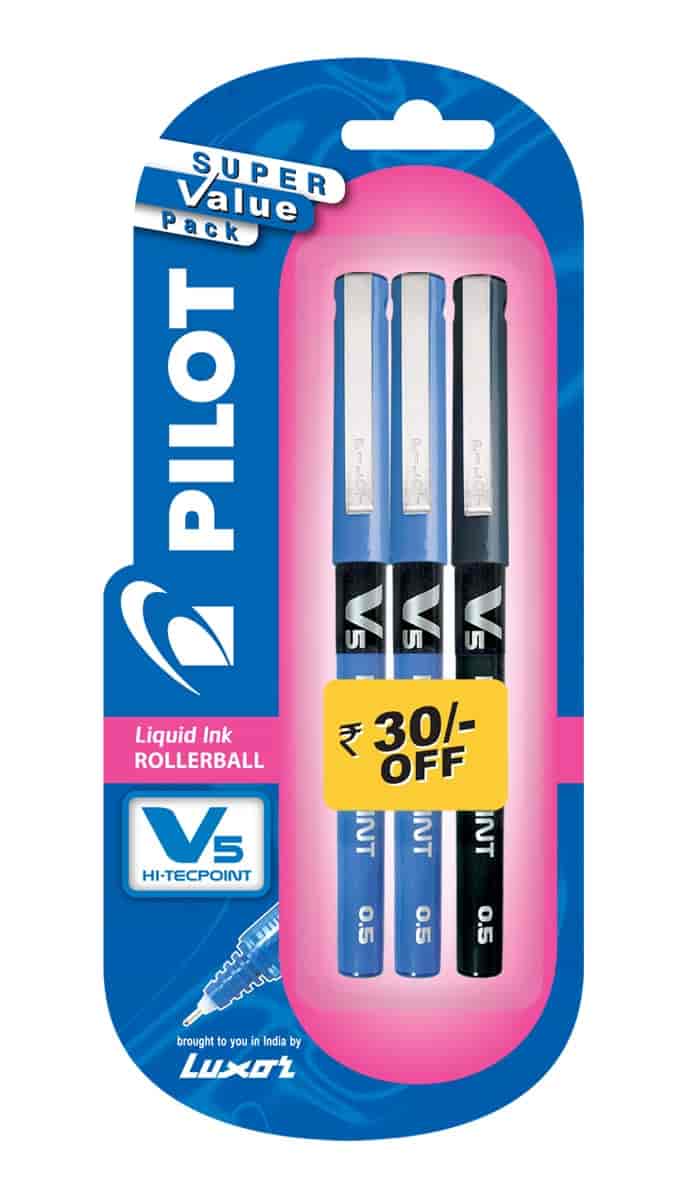 Pilot V5 Pen 2 Blue + 1 Black [9000014711]