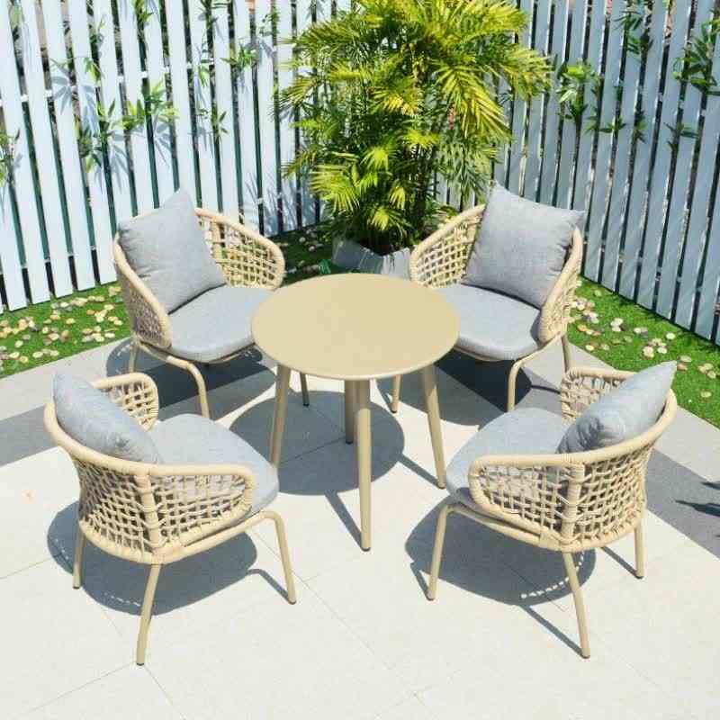 beige plastic patio chairs
