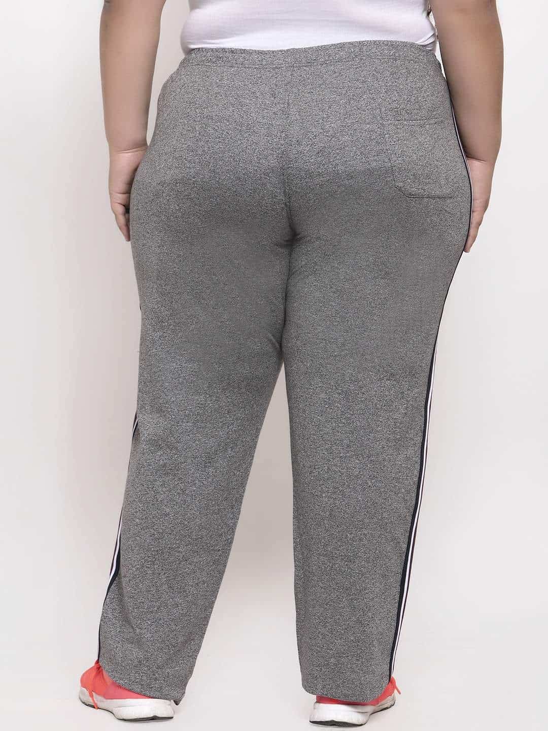 plusS Womens Grey Solid Straight Fit Track Pants (LPJ8665/Black Grindel, Size 3)