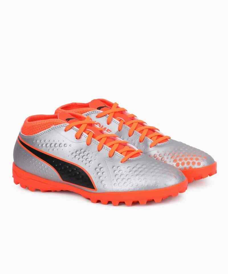 PUMA Mens ONE 4 Syn TT Football Shoes (Size - 9, Orange, Silver)