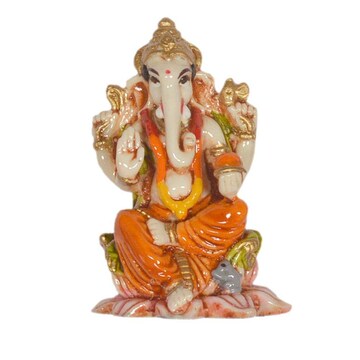 Produktbild von Purpledip Ganpati Idol Aus Messing Mit Diya | Hindu Pooja Dekoration 9x6x14 Cm