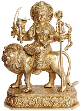 Statue Durga En Laiton Purpledip - Idole Hindoue Collection 15cm - Sculpture Artisanale Décoration Spiritualité