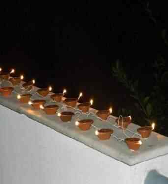 Ra Rock Electric Golden Diya Deepak White Rice Light Lamp For