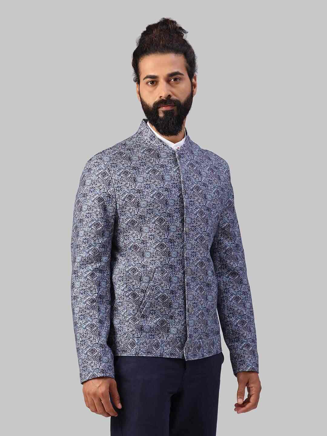 RAYMOND The Story Respun Bomber Men's Jacket With Zip (Size - L, Medium Blue, KMJI00024-A490F104)