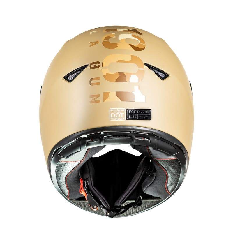 desert storm motorcycle helmet Vega Bolt Dull Metric Buckle meeting European Standards (PRE-ORDER * SHIPS LATE SUMMER)
