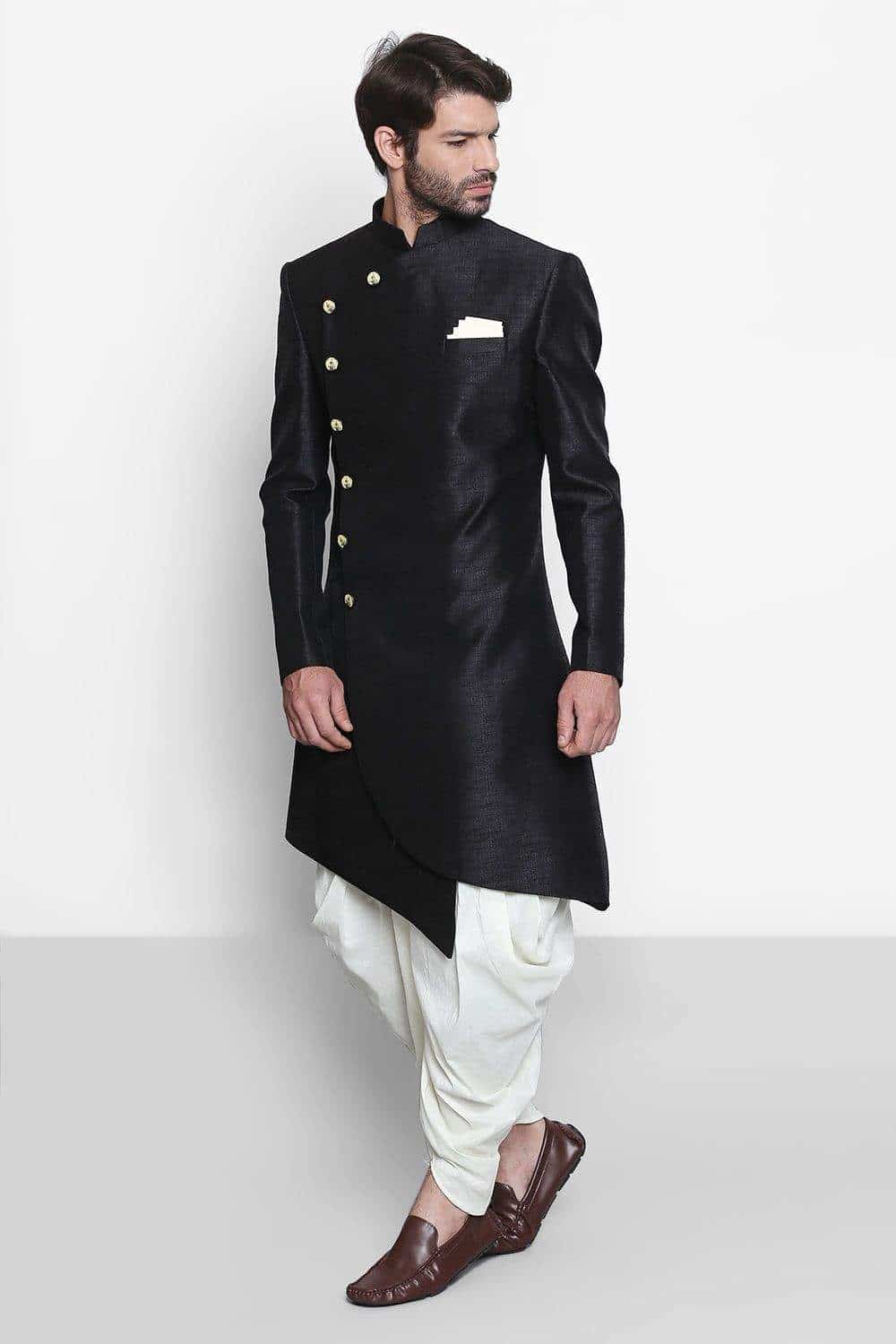 Royal Kurta Mens Asymmetrical Indo Western With Trousers 38 Sherwani 32 Trousers Get Best Price from Manufacturers Suppliers in India