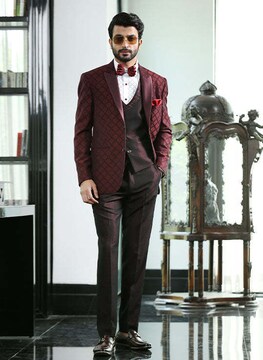 mens party wear dresses in hyderabad Dapper Indian Groom in an Emerald Green Outfit by Black Onyx
