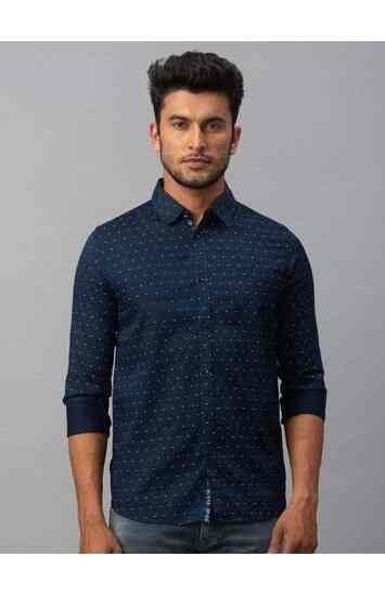 SPYKAR ALL BLUE COTTON SLIM FIT SHIRTS 