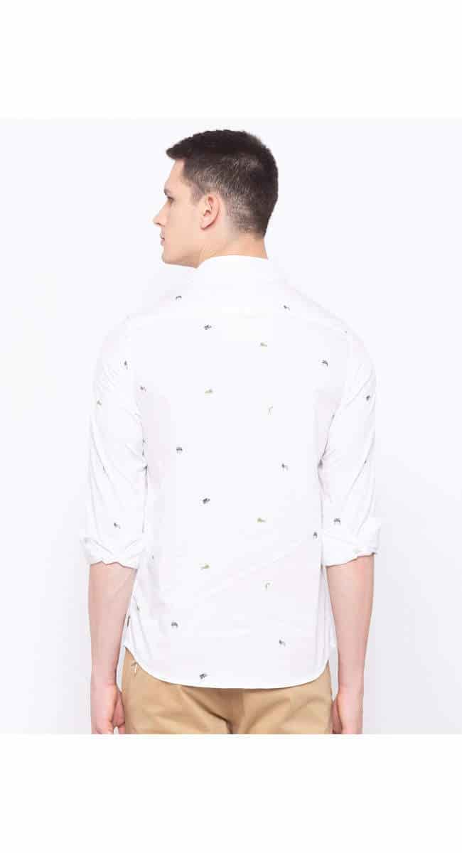 Spykar MSH01BJ148WHITE Printed Slim Fit Casual Shirts (White)