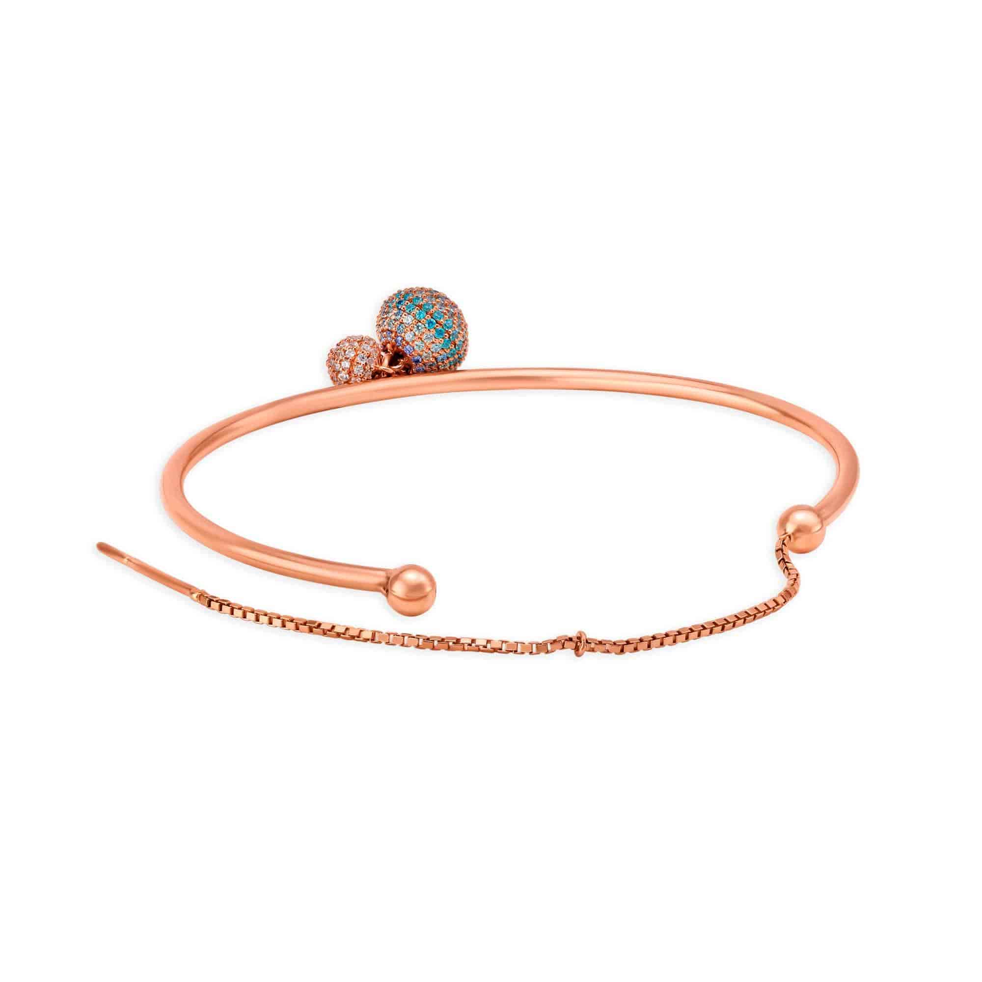Mia by Tanishq by Tanishq 14KT Rose Gold Bangle with Cubic Zirconia Studded Charms 47 x 57 mm