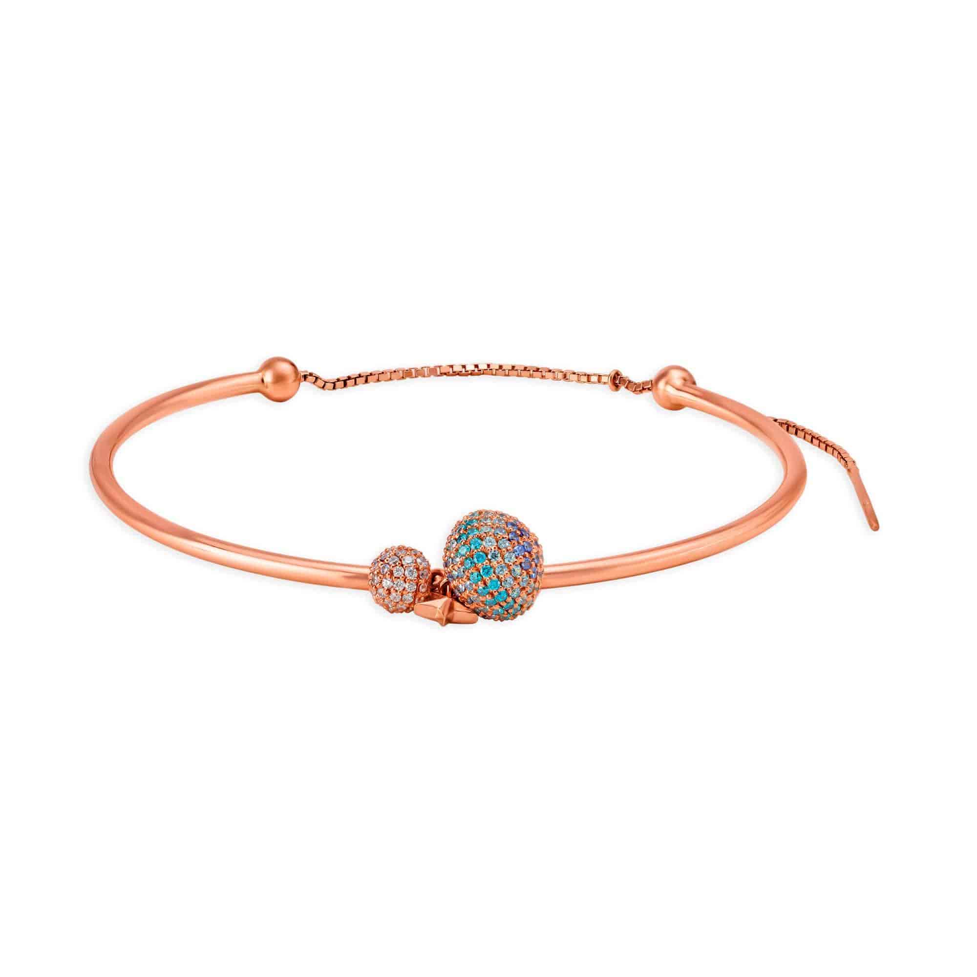 Mia by Tanishq by Tanishq 14KT Rose Gold Bangle with Cubic Zirconia Studded Charms 47 x 57 mm