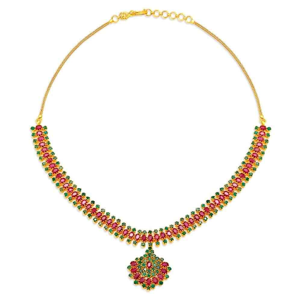 Tanishq Gold Ruby And Emerald Neckwear Get Best Price from Manufacturers Suppliers in India