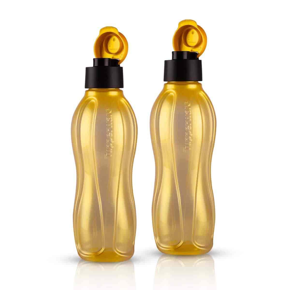 Tupperware 2 Pc Aquasafe Plastic Water Bottle 750 ml (Golden)